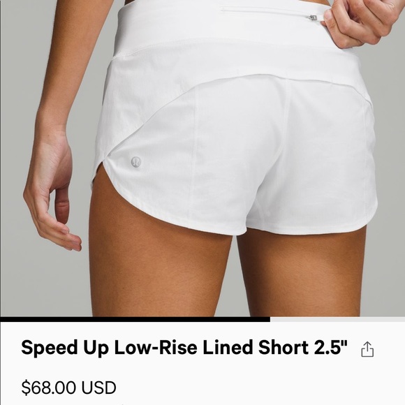 lululemon white speed up shorts - Picture 3 of 3